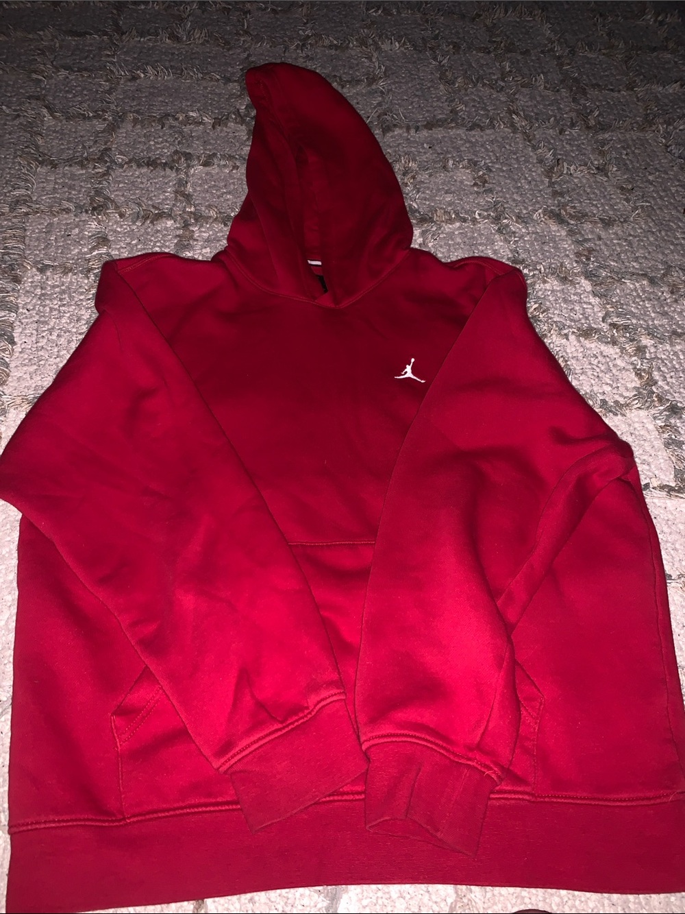 Jordan Red Pullover Hoodie with White Jumpman logo